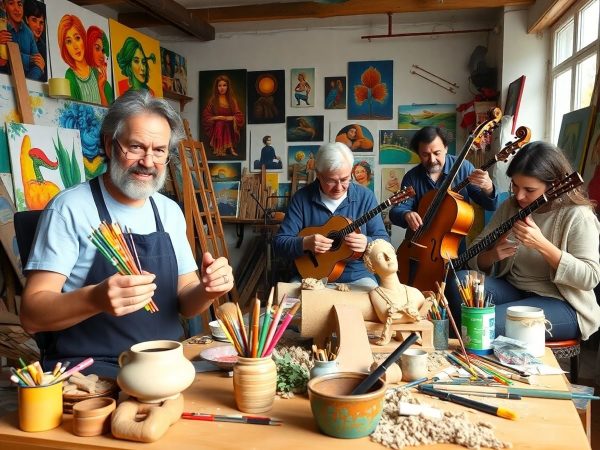 Artisti români lucrând cu pasiune și creativitate.
